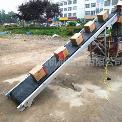 河北手搖升降皮帶輸送機 裝車卸貨輸送帶 糧食水泥化肥上料機