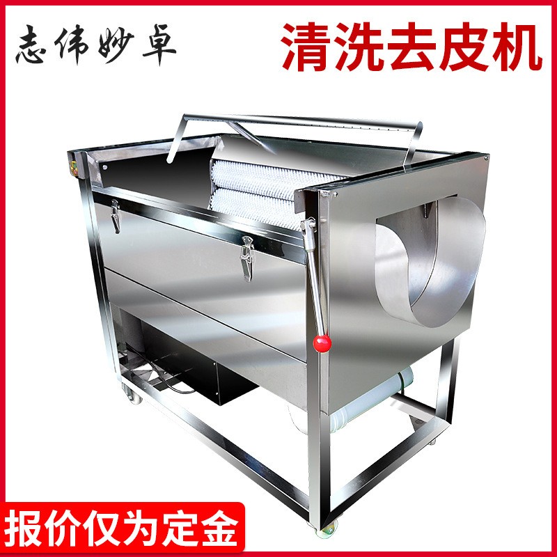 志偉ZW-909中型土豆去皮機(jī) 馬鈴薯清洗機(jī)，芋頭蘿卜毛刷清洗機(jī)