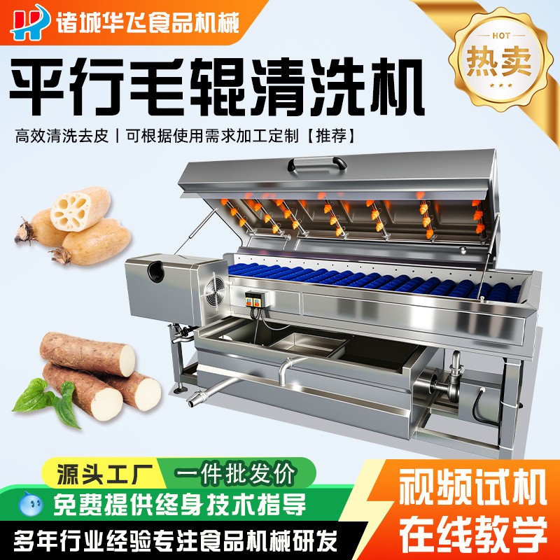 全自動平行毛輥清洗機土豆山藥紅薯生姜清洗去皮機高壓噴淋清洗機