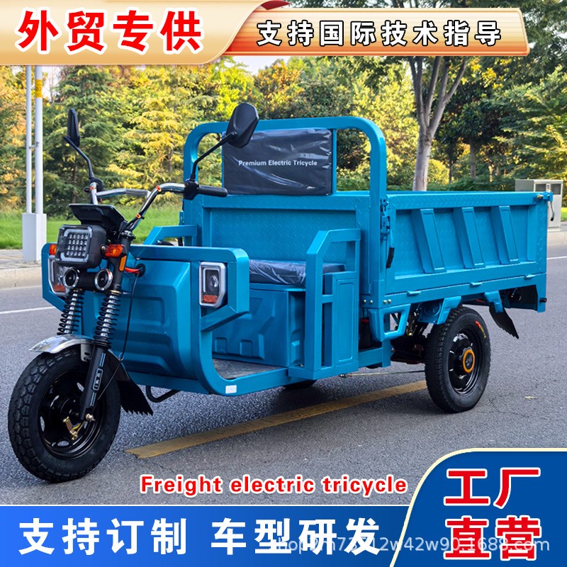 電動(dòng)三輪車外貿(mào)出口家用代步車?yán)涋r(nóng)用貨運(yùn)車大功率電瓶車載重王